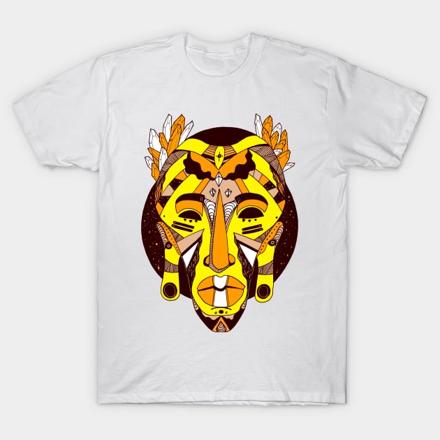 African Mask 1 - Yellow Edition T-Shirt by kenallouis